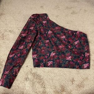 Good American Moody Floral Print One-Shoulder Top Size 3 (Large)
